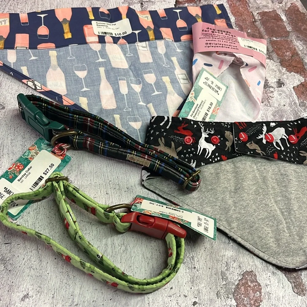 NWT Lot of 5 Large Size Dog Bandanas & Collars